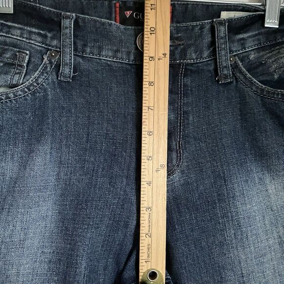 Guess Jeans Men 32x32 Slim Straight Del Mar Fit Dark Wash Blue Distressed - Picture 8 of 16